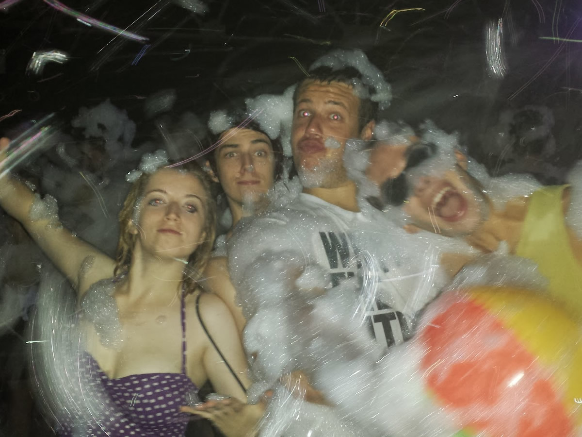 Foam Party Crowd in Foam